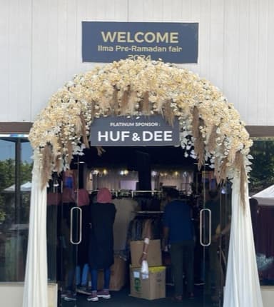 Welcome arch at the Ilma Pre-Ramadan Fair