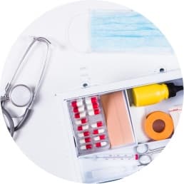Medical kit used at an IIOGA health camp