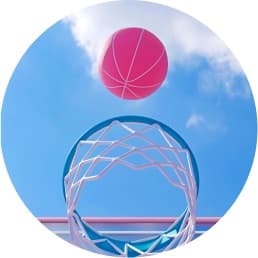 Netball hoop against a blue sky